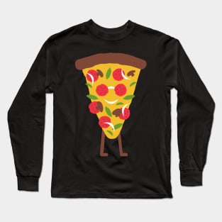 Walking Pizza Cartoon Long Sleeve T-Shirt